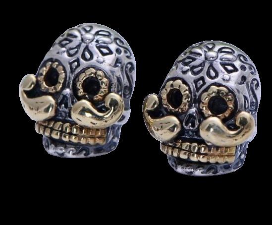 Boucles d'oreilles tête de mort os en croix