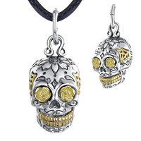 Collier Tête de mort yeux verts