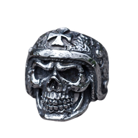 Bague acier Tête de mort motard