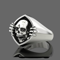 Bague tête de mort jaillissante