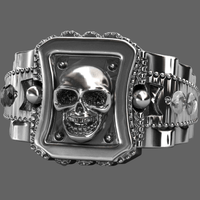 Bague Acier Tête de mort Gothique