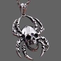 Pendentif araignée Tête de mort - Acier - Collier
