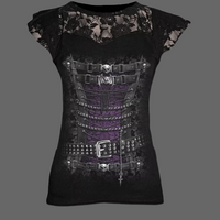 T-shirt dentelle bustier gothique