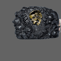 Bague tête de mort de luxe argent et or