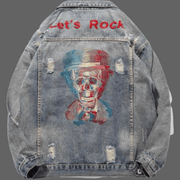 Blouson jean tête de mort - Bleu / M - blouson