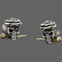 Boucles d’oreilles crane et rose - Boucle d oreille