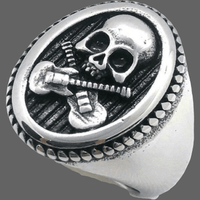 Bague guitariste tête de mort