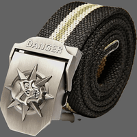 Ceinture en toile Crane - Noir rayé / 100cm - Ceinture