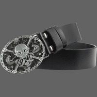 Ceinture Pirate Tête de mort homme - Noir / 125cm - Ceinture