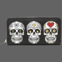 Portefeuille tête de mort mexicaine - Noir - portefeuille