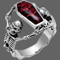 Bague squelette et cercueil