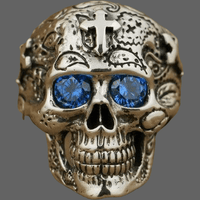 Bague crane yeux colorés en argent