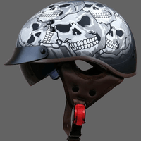 Casque au bol de moto tête de mort vintage - 63-64 cm -
