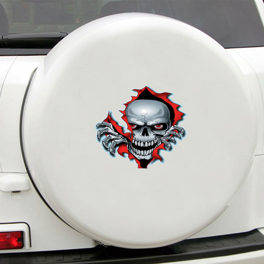 Wenxiaw Autocollant Déchiré Tête de Mort, 4 Pièces Crâne Tête de Mort Skull  Horreur Stickers Décalque Autocollant Sticker pour Voiture Véhicule