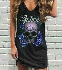 Robe sexy crane et rose Fallen - Bleu / S - robe