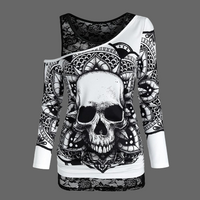 T-shirt épaule nue Tête de mort - T-shirt