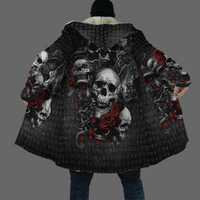 Manteau à capuche crane et rose