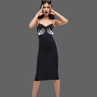 Robe moulante main de squelette - Noir / L - robe