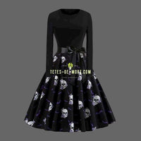 Robe tête de mort manches longues - Noir / S - robe