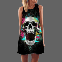Robe tête de mort multicolore droite - L - robe