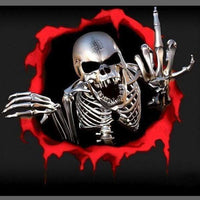 Sticker tête de mort avec 1 doigt... - Sticker