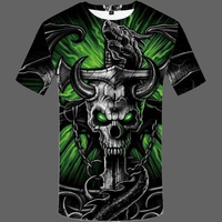 T-shirt tête de mort à cornes - XS - T-shirt