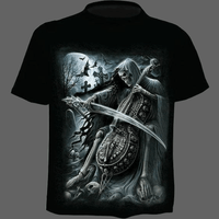 T-shirt tête de mort faucheuse jouant du violon - S -