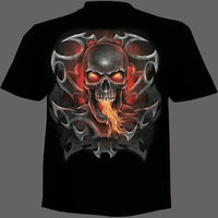 T-shirt Tête de mort crachant du feu - S - T-shirt