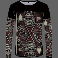 T-shirt tête de mort roi de pique manches longues - S -