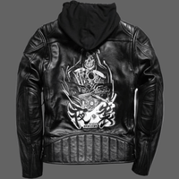 Veste en cuir tête de mort biker - blouson