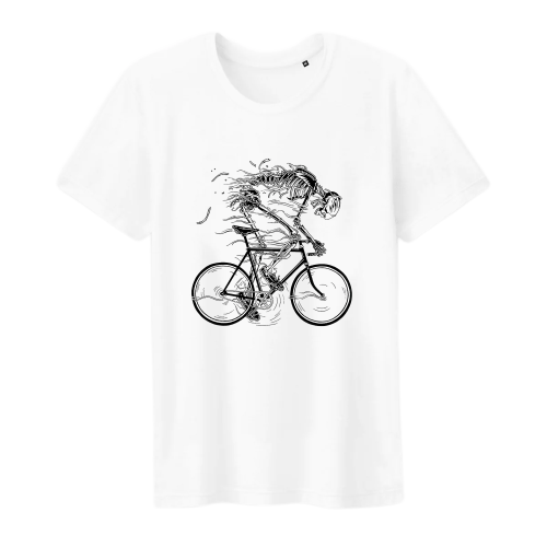 T-shirt homme squelette à vélo