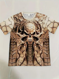T-Shirt d'été à manches courtes pour hommes, imprimé en 3D, motif de crâne