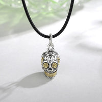 Collier Tête de mort yeux verts