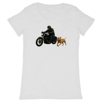 T-shirt Femme Classique : Esprit Biker et Pitbull - face_blanc