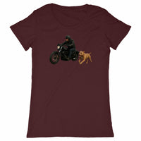 T-shirt Femme Classique : Esprit Biker et Pitbull - face_bordeaux