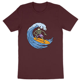 T-shirt Tete de mort Surfeur homme - face_bordeaux