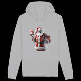 Sweat à capuche avec poches latérales - Père Noël à tête de mort - face_gris