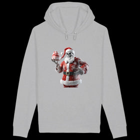 Sweat à capuche avec poches latérales - Père Noël à tête de mort - face_gris