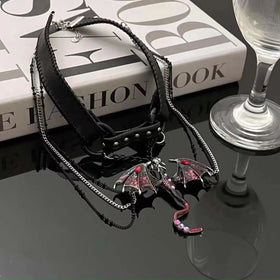 Collier Dragon en Cuir PU