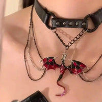 Collier Dragon en Cuir PU