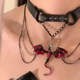 Collier Dragon en Cuir PU