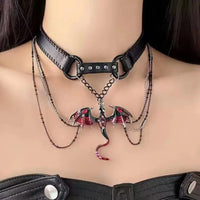Collier Dragon en Cuir PU