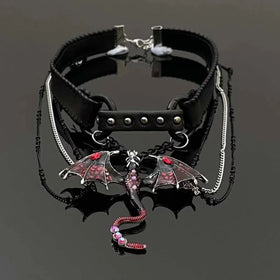 Collier Dragon en Cuir PU