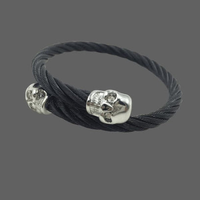 Bracelet double crane acier - Noir - Bracelet