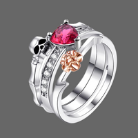 Bague élégante crane et rose