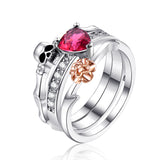 Bague élégante crane et rose