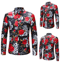 Chemise skull à fleurs