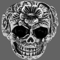 Bague Tête de mort florale