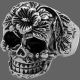 Bague Tête de mort florale