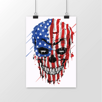 Poster Skull USA Satiné - 210x297 - Poster